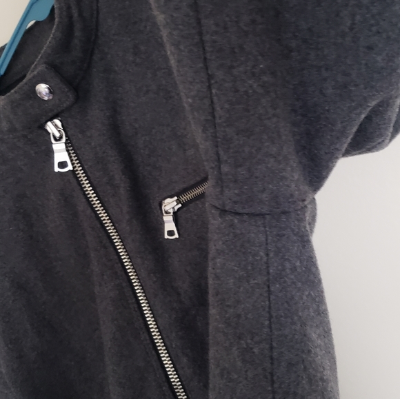 Gap Wool Charcoal Grey Zip Biker Jacket Size Med - Picture 6 of 9